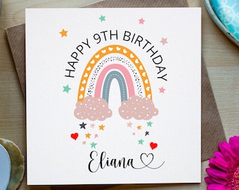 Personalized Rainbow Birthday Card, Kids Birthday, Any Age