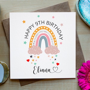 Rainbow Personalised Card, Happy Birthday, Birthday Card, Kids Birthday Card, Girls Birthday Card, Made in Ireland