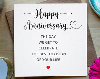 Funny Romantic Anniversary Card, Wedding card, Engagement Card, Best Decision You ever Made - wife, husband, Made in Ireland