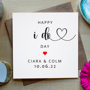 Gepersonaliseerde trouwkaart, I do day, voor de bruid en bruidegom, bruiloftsgastenkaart, sentimentele trouwkaart
