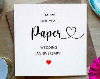Carta del 1° anniversario di matrimonio di carta, 1 anno, Carta, Carta dell'anniversario di carta, Anniversario, Coppia felice, 1 anno sposato