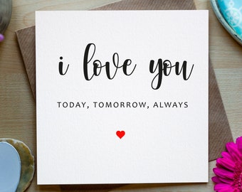 I Love You, Valentines Day Card,  Romantic card for Him, for her, Elegant, Heart Anniversary Card for Husband or Wife