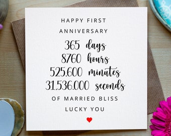 Personalised Anniversary Card, Days, Stats One Year Anniversary Card, Valentines Gift, One year Anniversary, Any year