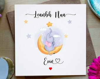 Leanbh Nua, New Baby Card, Gaeilge new baby boy card, Irish language Card