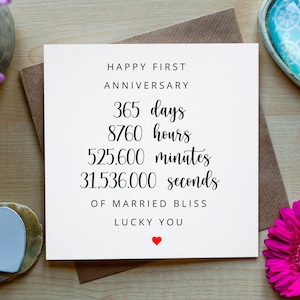 Carta di anniversario personalizzata, giorni, statistiche Carta di anniversario di un anno, regalo di San Valentino, anniversario di un anno, qualsiasi anno