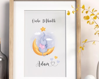 Personalised Oíche Mhaith (Good Night), A4 Irish-language Print (unframed), Gaeilge print, Boys Irish Nursery Print, Nursery Wall Art