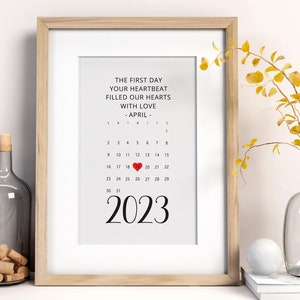Gepersonaliseerde First Heartbeat Scan-print, kinderkamerdecoratie (ingelijst)