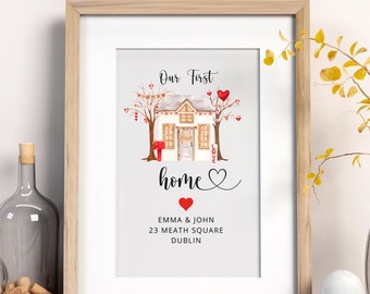 Personalised Our First Home Print, 1st home print unframed , A4 Size print, Personalised address print