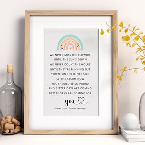 Dermot Kennedy Lyric Print, Positivity, Positive Mental Health, a4 unframed print, Better Days Dermot Kennedy print, print for friend