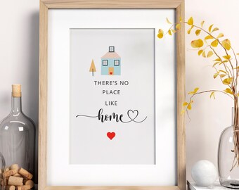 There's No Place Like Home Print, Personalised New Home Gift for Couple