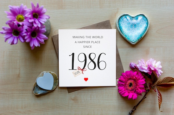 1986 Personalised Name Card , 40th Card, Fortieth, Birthday Card For 40th, Born in 1986, 1986, Forty Birthday Card, For Him, For Her