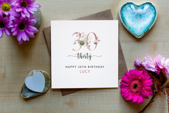 Personalised 30th Birthday Card, Happy Birthday, Card for girl, Happy Birthday card, thirty birthday Card, Made in Ireland