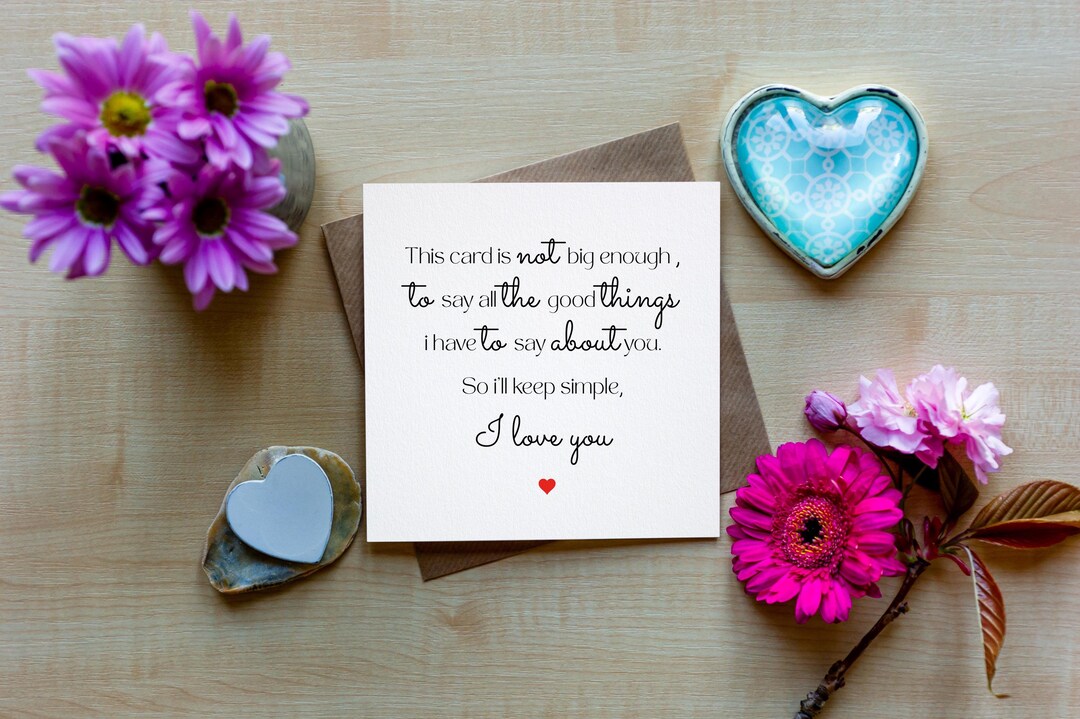 I Love You, Simple, Valentines Day Card, Romantic Card for Him, for Her ...
