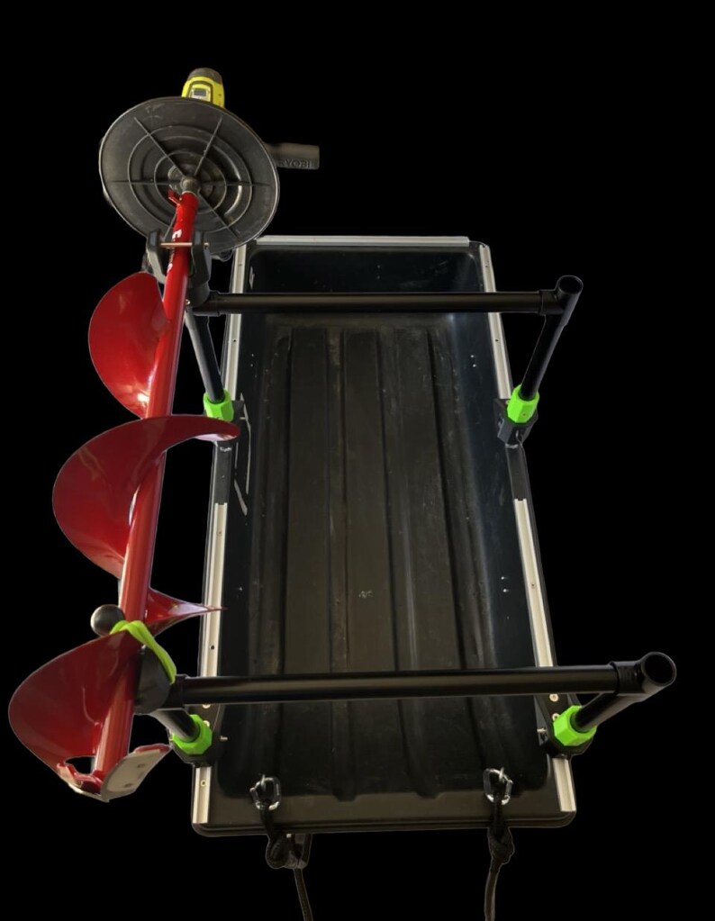Ice Fishing Auger & Spud Bar Holder | PVC Sled Rack Mount | Ice Fishing ...