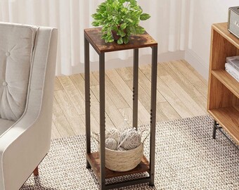 Rustic Metal Brown 2 Tier Plant Stand