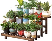 Bamboo 3-Tier Ladder Plant Stand, Planter Holder Flower Pot Display Shelf