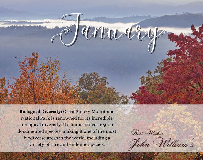 2024 Calendar Great Smoky Mountain National Park Print 10.8x8.4 Size