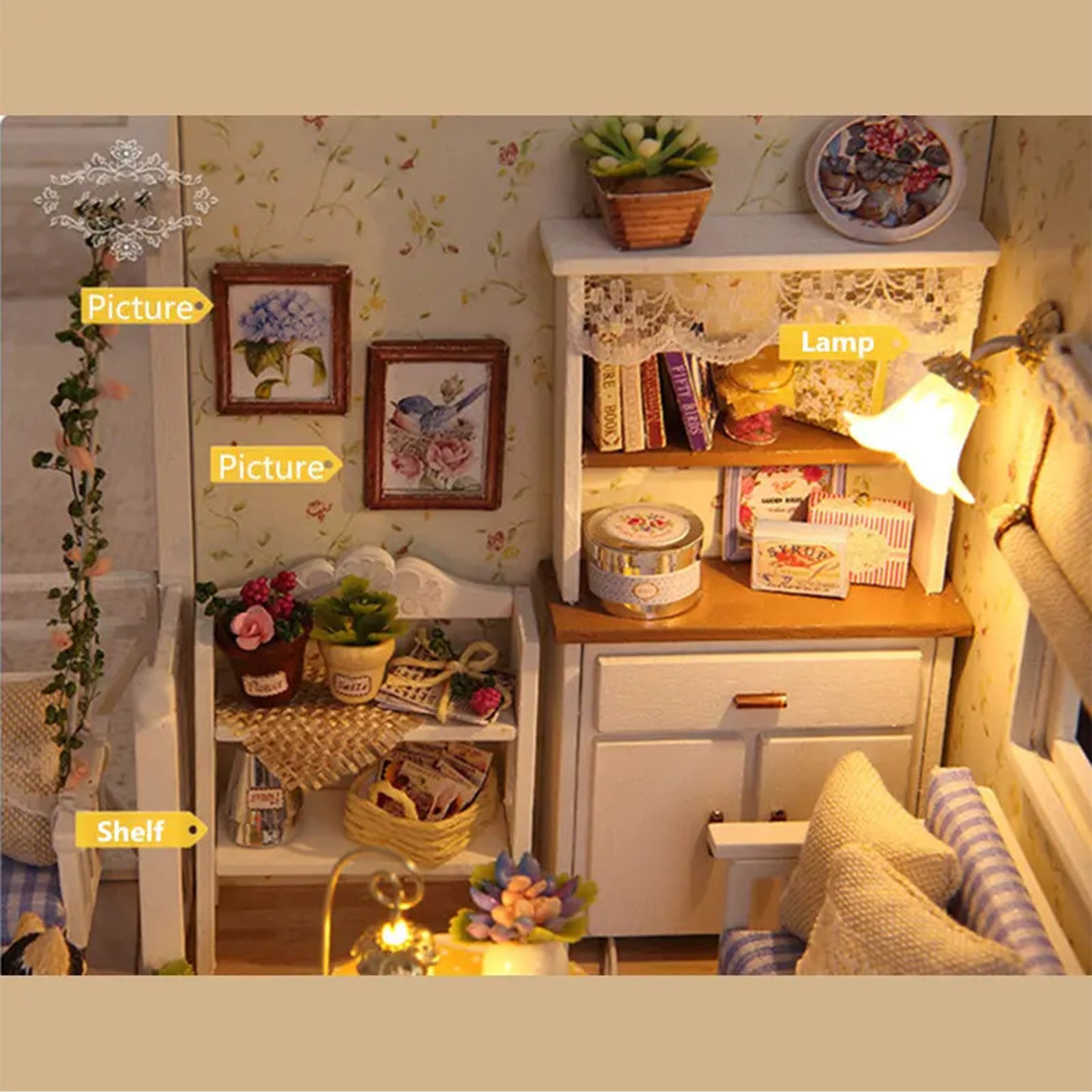 MAISON miniature de DIY kit en bois de maison de poupée plus | Etsy