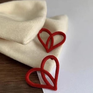 Korean Style Red Velvet Heart-shaped Stud Earring