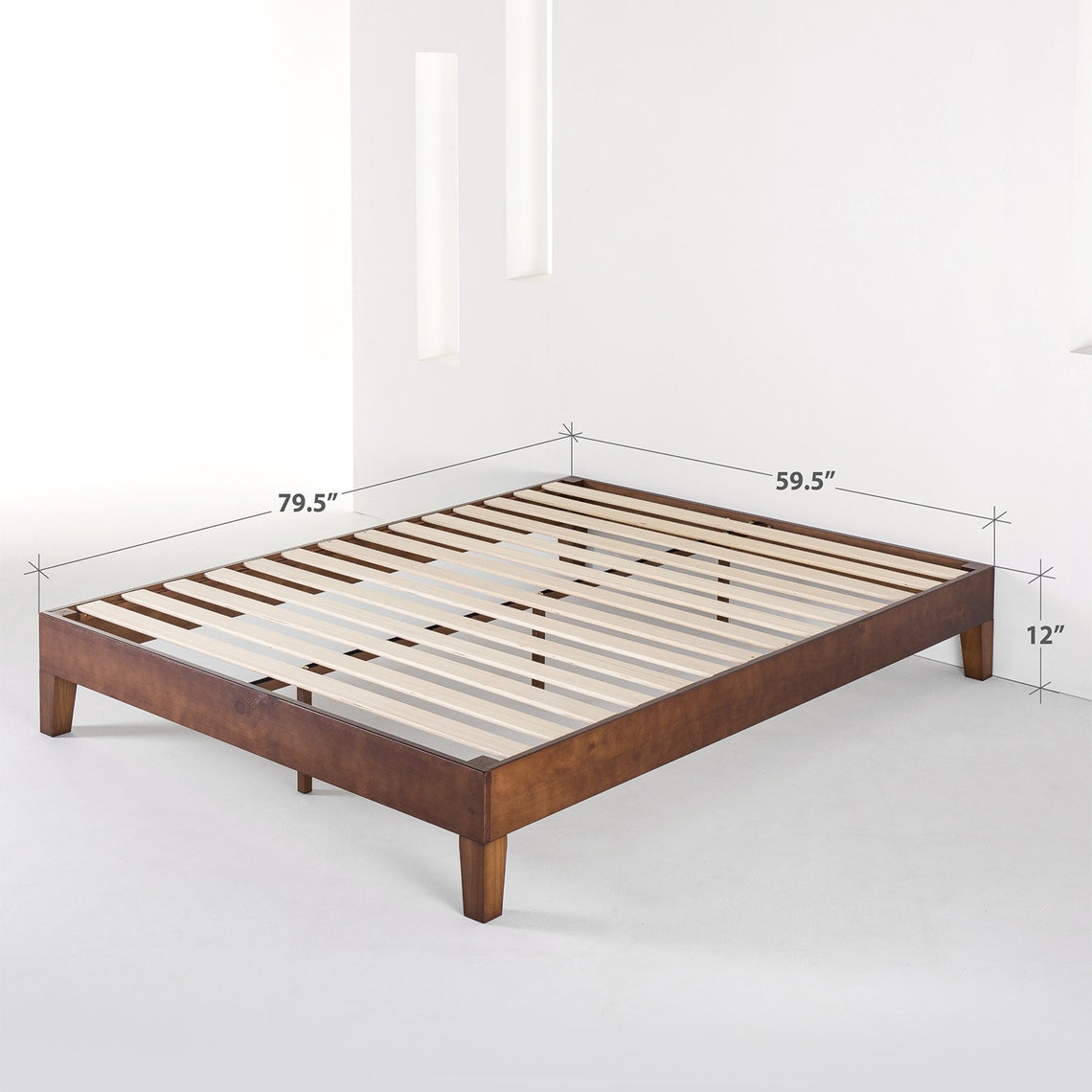 Rustic Solid Acacia Wood Platform Bed Frame Espresso Brown Etsy