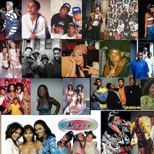 DIGITAL* 90&#39;s Aesthetic Photo Wall Collage Kit - Black Musicians, Actors, Fashion Icons
