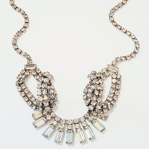 Vintage Rhinestone Choker Necklace Silver Tone Special Occasion Vintage Bride Weddings Gift For Her