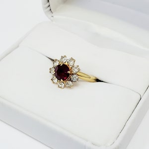 Vintage Red Clear Rhinestone Adjustable Ring Gold Tone Special Occasion Vintage Bride Weddings Gift For Her