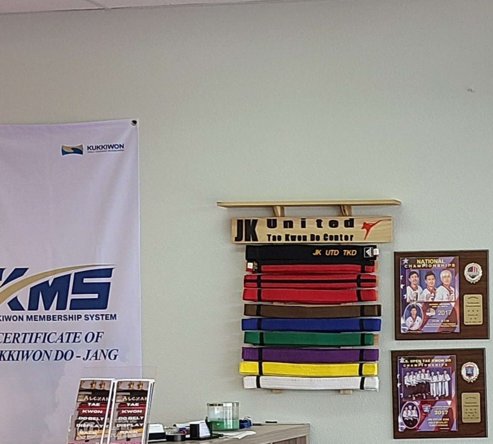 Martial art belt display rack with shelf Etsy