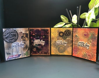 Textured Happy Birthday Cards, Set of 4