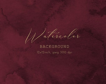 Burgundy Watercolor Background: Elegant Dark Red Texture (Digital Download)