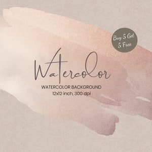 Gold Pink Watercolor Texture Background: Abstract Blush Digital Paper (12x12 inch JPEG Digital Download)