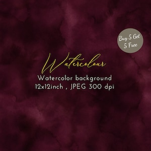 Burgundy Watercolor Background: Dark Red Digital Paper (12x12 inch)