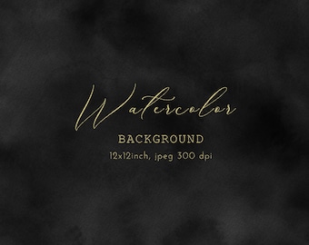 Black Watercolor Texture Background: Dark Abstract Clipart (Digital Download)
