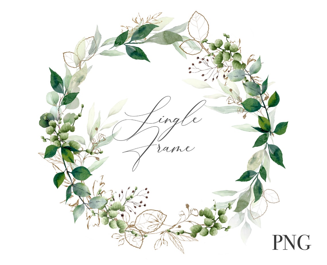 Frame Greenery Watercolor Wreath Watercolor Leaves Greenery for Wedding ...