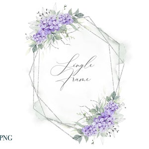 Aquarell Gold Flieder Boho Rahmen - Hochzeit Rahmen Clipart - Aquarell Boho Kranz - Gold Geometrie Rahmen - Boho Aquarell Bouquet