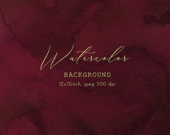 Burgundy Watercolor Background: Elegant Dark Red Texture (Digital Download)