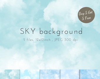 Blue Sky Overlay, Blue Sky, Beach Sky Overlay, Clouds Sky Background Photoshop Overlay JPEG