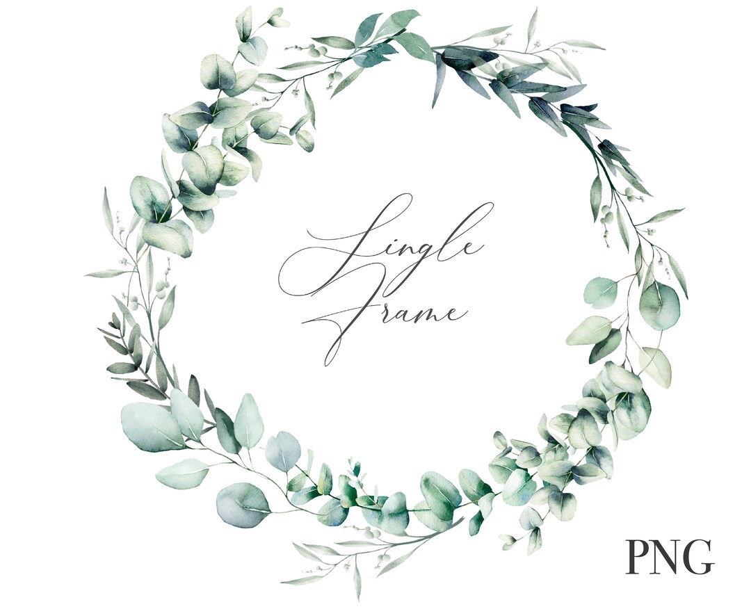 Frame Eucalyptus Watercolor Wreath - Watercolor Leaves Greenery for ...