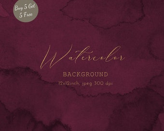 Burgundy Watercolor Background: Dark Red Digital Paper (12x12 inch JPEG)