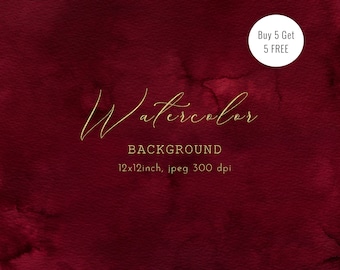 Burgundy watercolor backgrounds, elegant textures red clipart paper  JPEG  clip art files, digital download