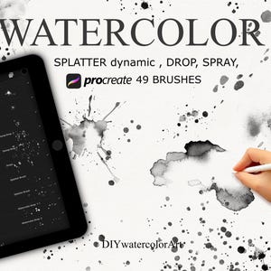 水彩スプラッターブラシ Procreate - Procreate用ペイントキット - iPadブラシ - 水彩ブラシ - デジタルダウンロード - スプレードロップ