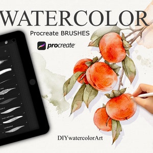 水彩 Procreate ブラシ - Procreate 用ペイントキット - iPad ブラシ 水彩ブラシ - 水彩キャンバス デジタルダウンロード
