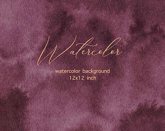 Burgundy Watercolor Background: Dark Red Digital Paper (12x12 inch JPEG)