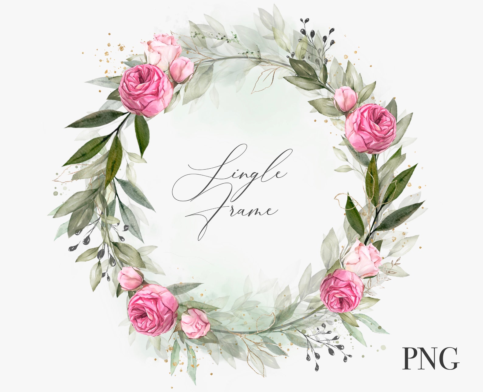 Frame Watercolor Pink Rose Wreath Rose Pale Nude Neutral | Etsy