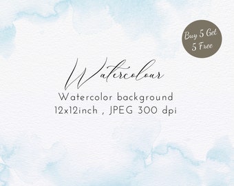 Blue Watercolor Texture Background: Abstract Digital Paper (12x12 Inch ...