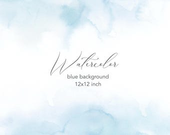 Blue Watercolor Texture Background: Abstract Digital Paper (12x12 Inch ...