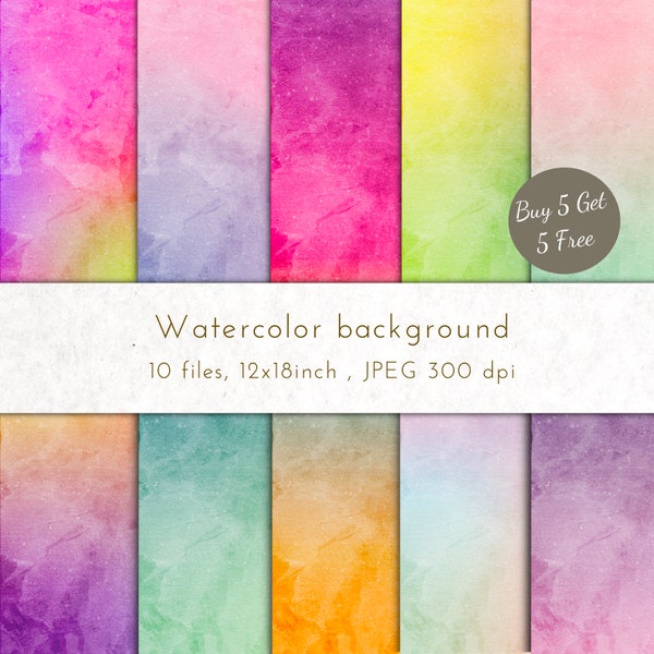 Rainbow watercolor digital paper rainbow gradient digital paper paint stroke clipart ombre watercolor print pastel watercolor background