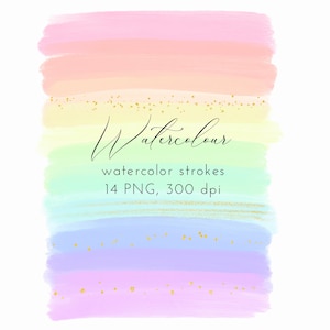 Pastel Rainbow Brush Strokes Clipart PNG Strokes Graphics en téléchargement instantané au format numérique pour un usage commercial