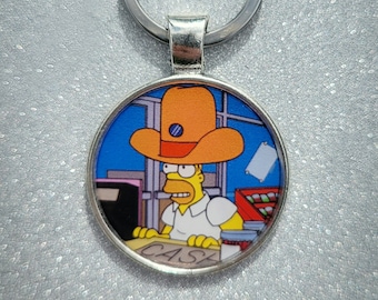 Homer Simpson Camera Hat Kwik-E-Mart Keychain Pendant
