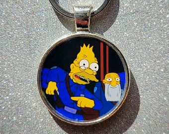 Grampa Abraham Simpson Onion On My Belt Keychain Pendant